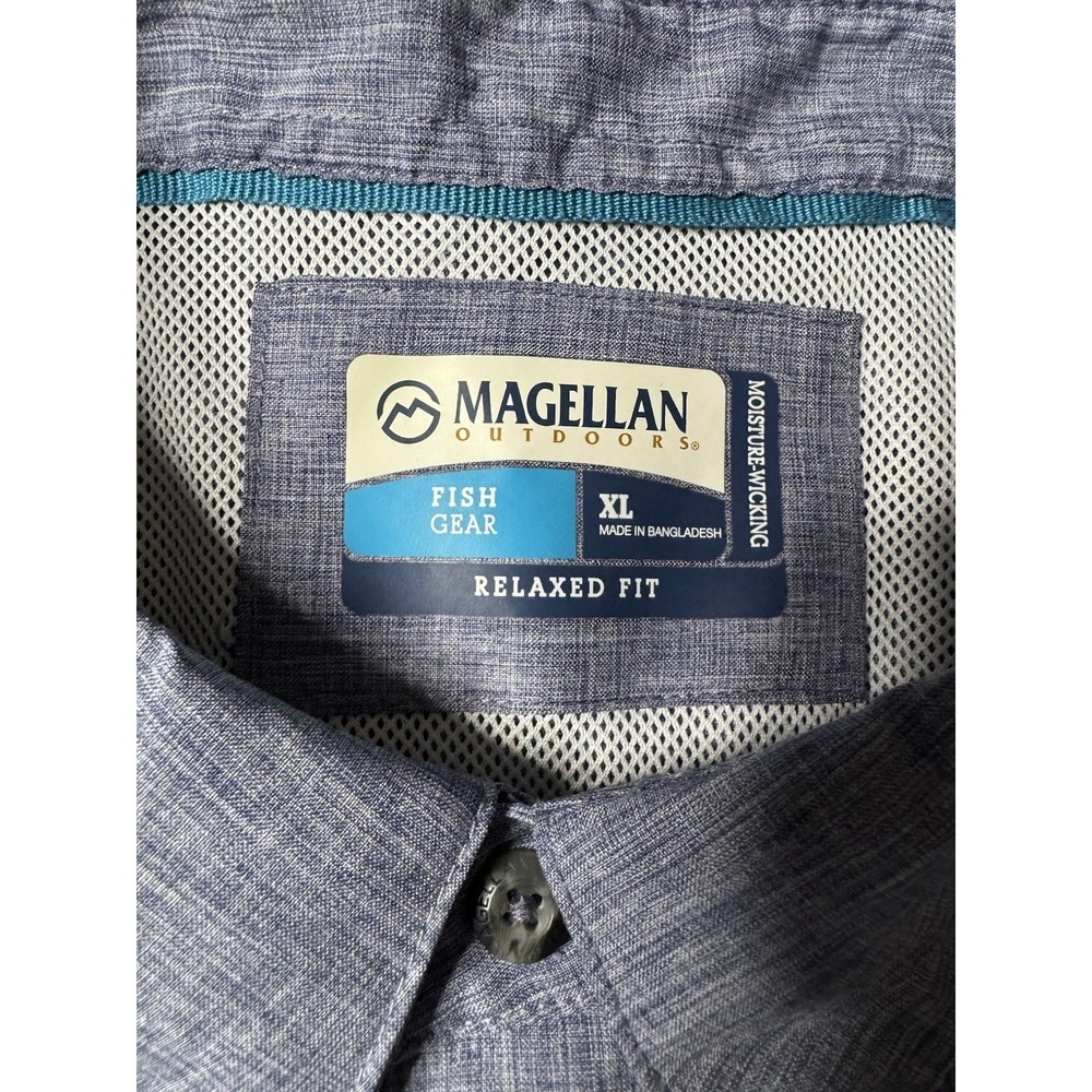 Magellan Fish Gear Shirt Mens XL Blue Fishing Button Up Vented Moisture Wicking - Picture 4 of 16